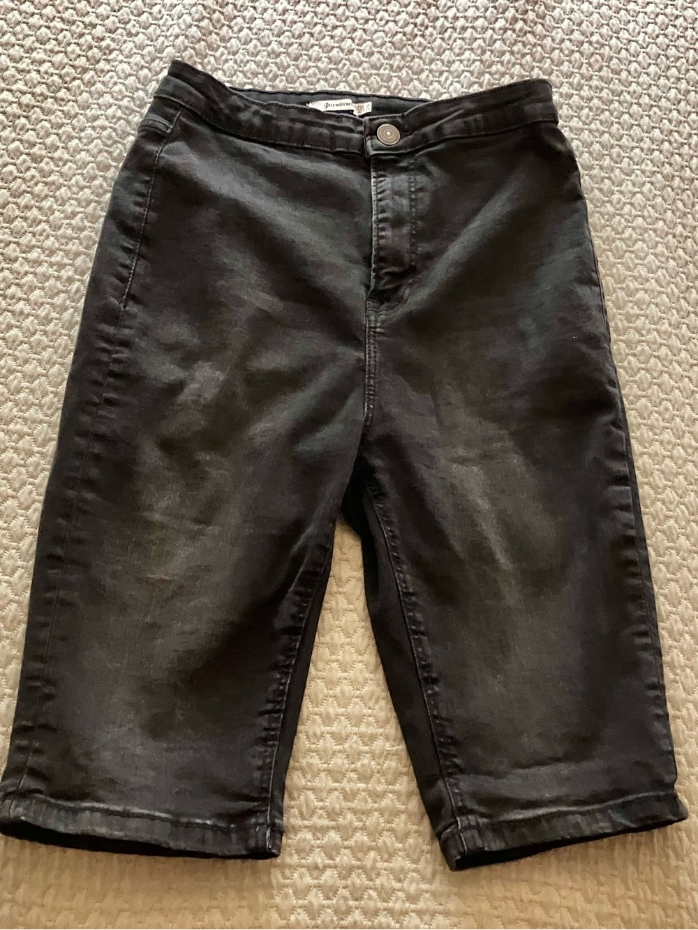 Stradivarius Black Denim High Rise Bermuda Shorts Size 4